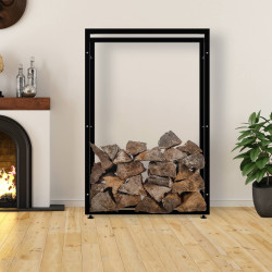 Esclusivo portalegna KERI V2 in metallo nero,25x100x150 cm