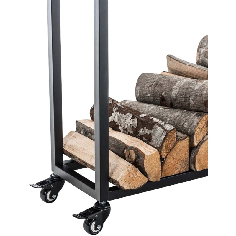 Portalegna per Camino HETTA in Acciaio Inox nero,25x40x100 cm