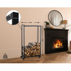 Portalegna per Camino HETTA in Acciaio Inox nero,25x40x100 cm