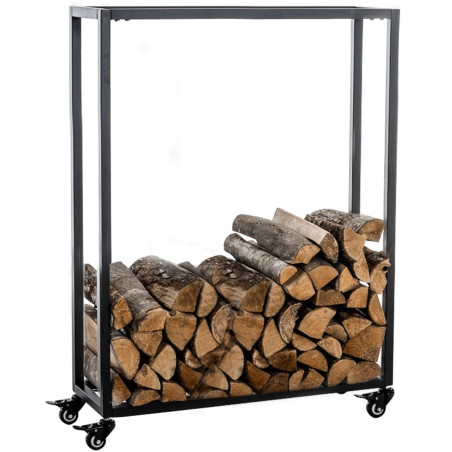 Portalegna per Camino HETTA in Acciaio Inox nero,25x60x100 cm