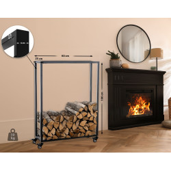 Portalegna per Camino HETTA in Acciaio Inox nero,25x60x100 cm