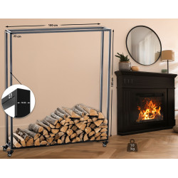 Portalegna per Camino HETTA in Acciaio Inox nero,25x100x150 cm