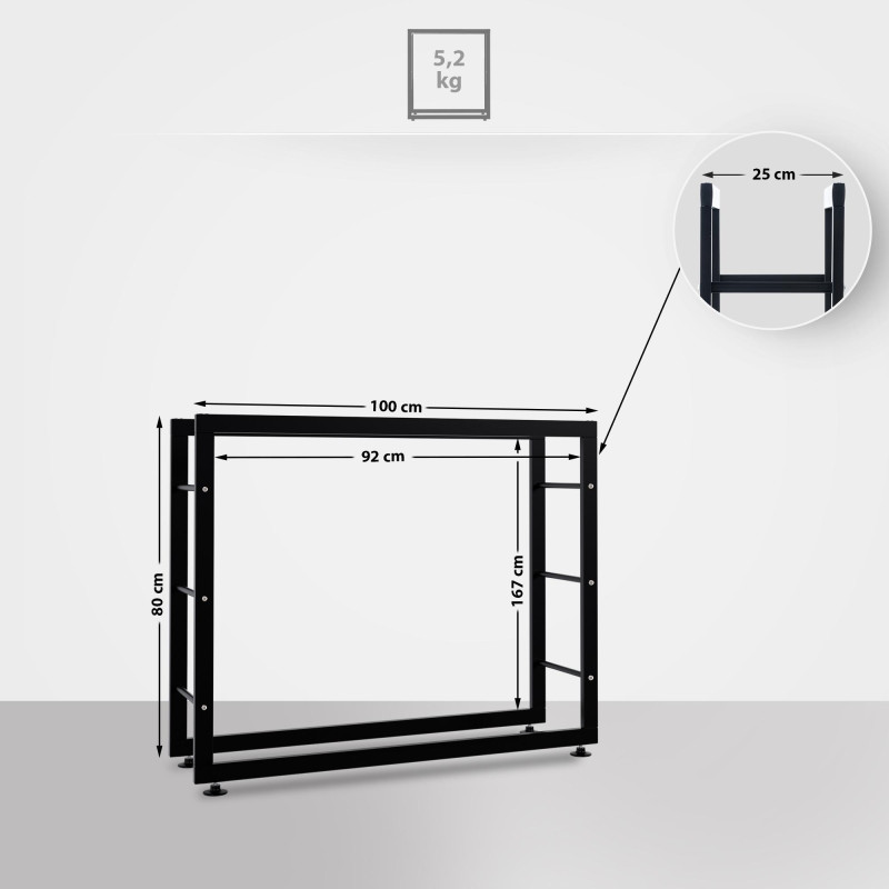 Support ? b?ches Keri V2 25x100x80 cm noir