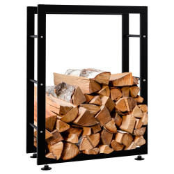 Esclusivo portalegna KERI V2 in metallo nero,25x60x80 cm