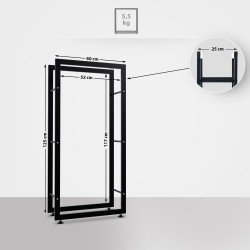 Esclusivo portalegna KERI V2 in metallo nero,25x60x125 cm