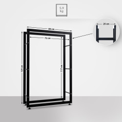 Esclusivo portalegna KERI V2 in metallo nero,25x80x125 cm