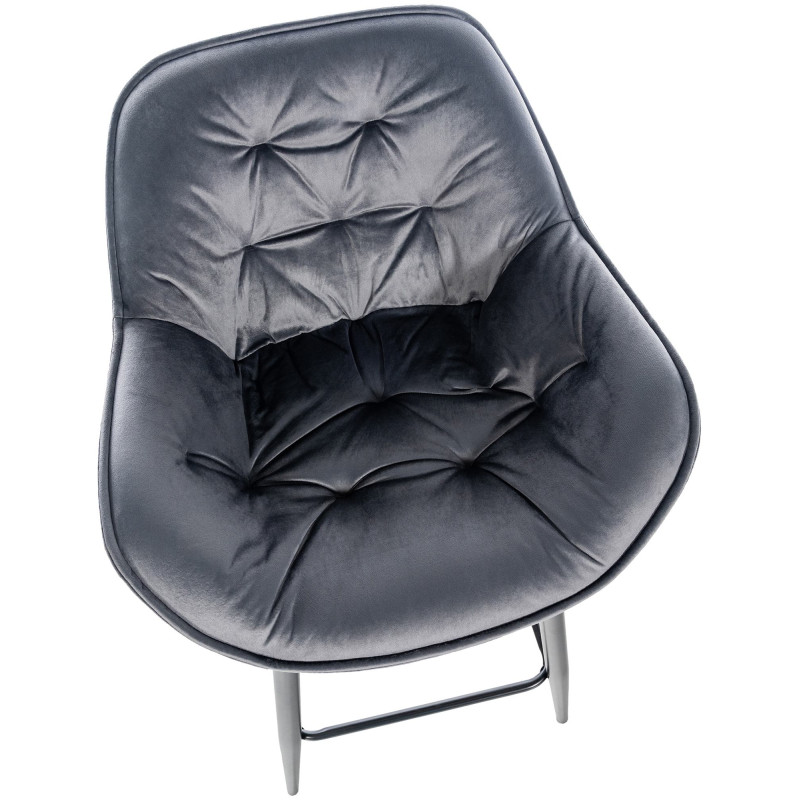 Taburete de bar Gibson 76 de terciopelo Gris oscuro