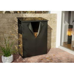 Abri à bois + couverture Ruston Metal L anthracite