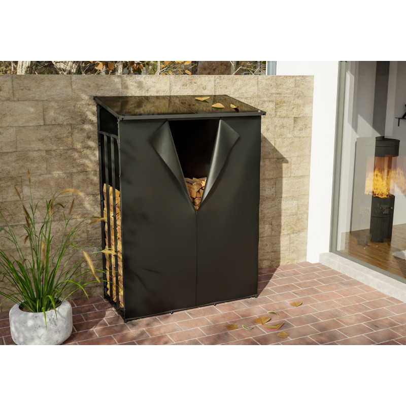 Cobertizo para leña con lona protectora impermeable L