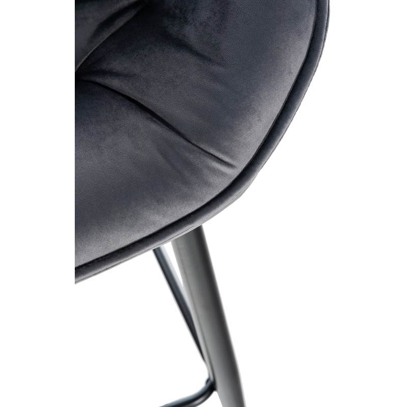 Taburete de bar Gibson 76 de terciopelo Gris oscuro