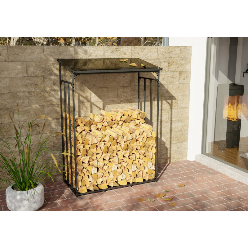 Abri ? bois de chauffage en aluminium Ruston L anthracite