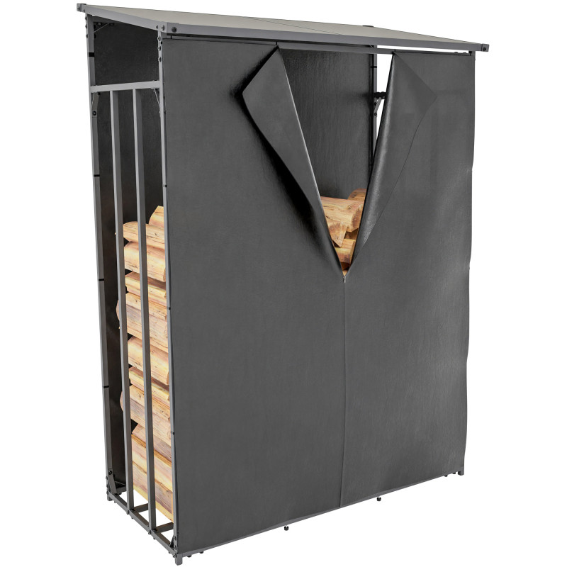 Abri à bûches + housse Ruston aluminium L anthracite