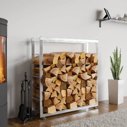 Leñero Keri de acero inoxidable Acero inoxidable,25x100x100 cm