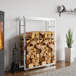 Leñero Keri de acero inoxidable Acero inoxidable,25x80x125 cm