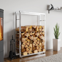 Support à bûches Keri V2 25x100x125 cm en acier inoxydable