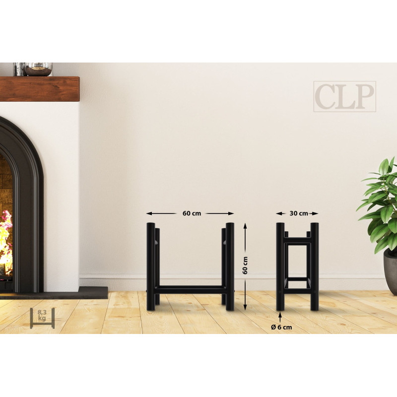 Porta legna da ardere Medya nero rotondo,30x60x60 cm