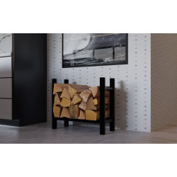 Râtelier à bûches rond Medya 30x60x60 cm noir