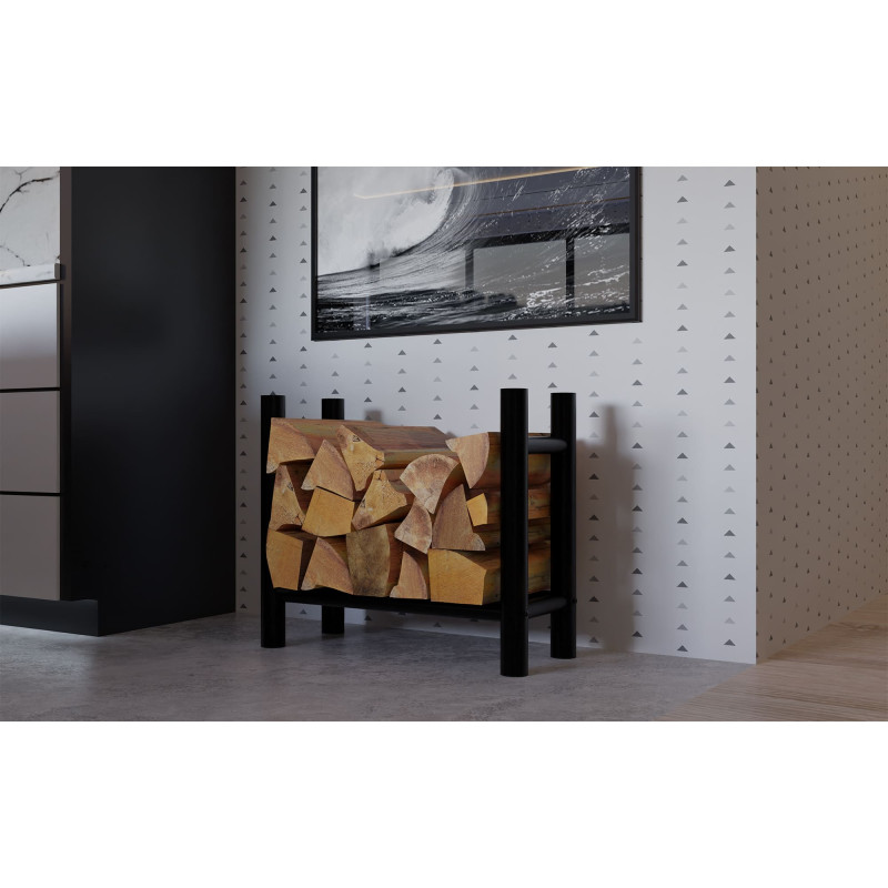 Râtelier à bûches rond Medya 30x60x60 cm noir