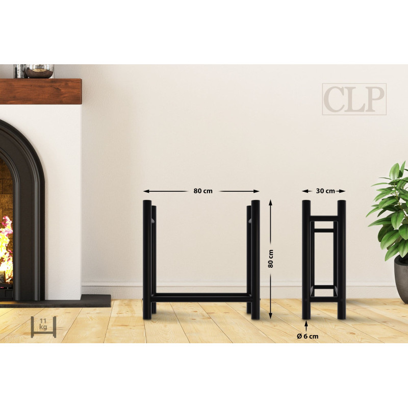 Leñero Medya de metal negro Redonda,30x80x80 cm