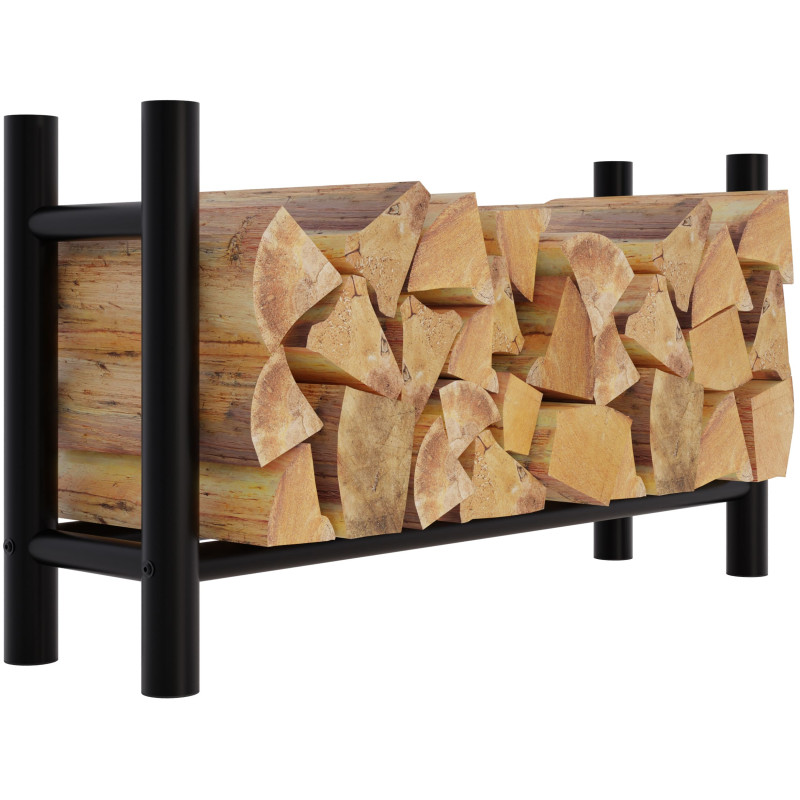 Leñero Medya de metal negro Redonda,30x100x60 cm