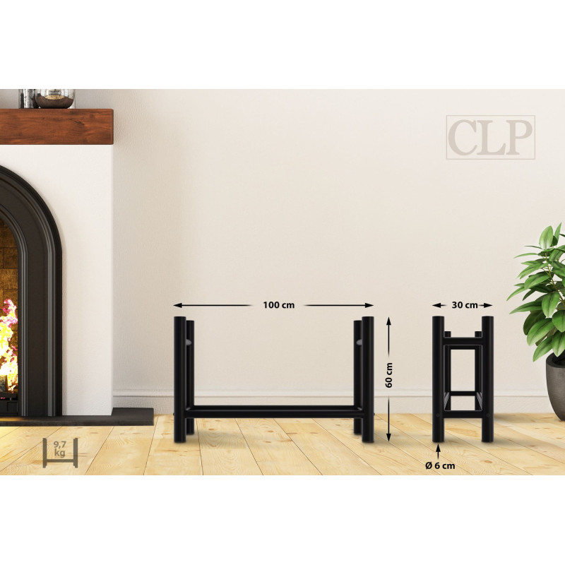 Porta legna da ardere Medya nero rotondo,30x100x60 cm