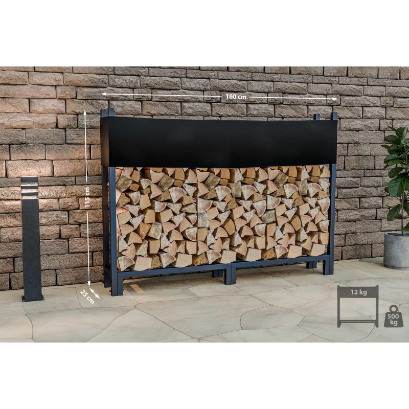 Soporte para leña Martin con lona Antracita,M