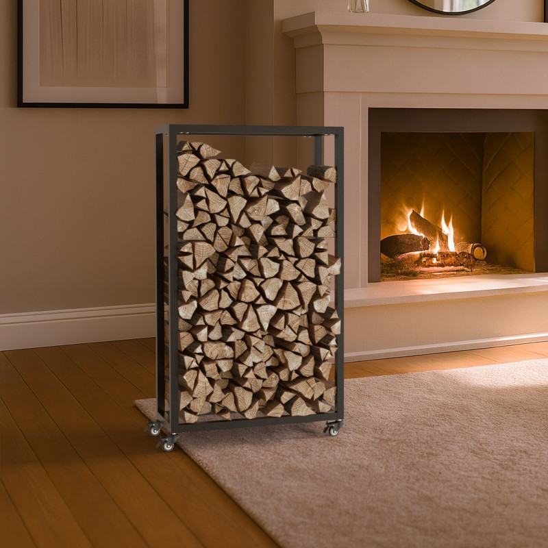 Range-bûches Hilta 25x60x100 cm noir