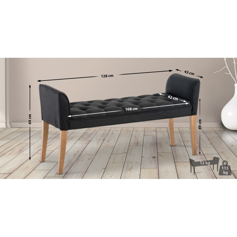 Panchina Cleopatra in tessuto grigio scuro,antico chiaro