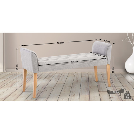 Chaise longue Cl?op?tre, gris clair antique