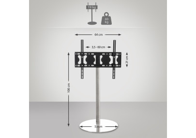 Support TV rond en acier inoxydable