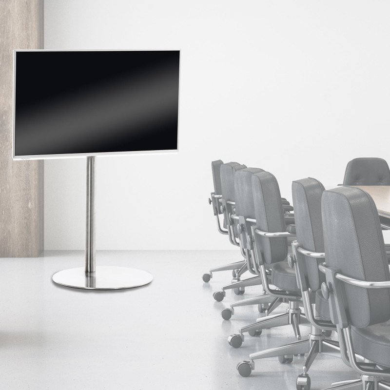 Support TV rond en acier inoxydable