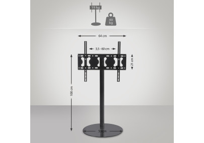 Soporte De Pie Para TV De Plasma De 32 - 65" Redonda,Negro mate