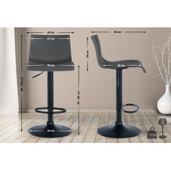Tabouret de bar en plastique Branford gris