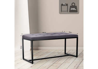 Banquette Barci B, tissu gris foncé