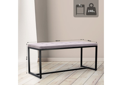 Banquette Barci B, tissu gris