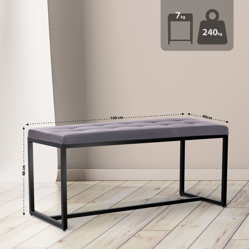 Tabouret de bar Laurel, tissu, chrome, gris fonc?