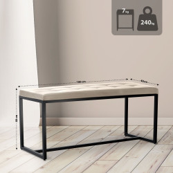 Tabouret de bar Laurel, tissu, noir et cr?me