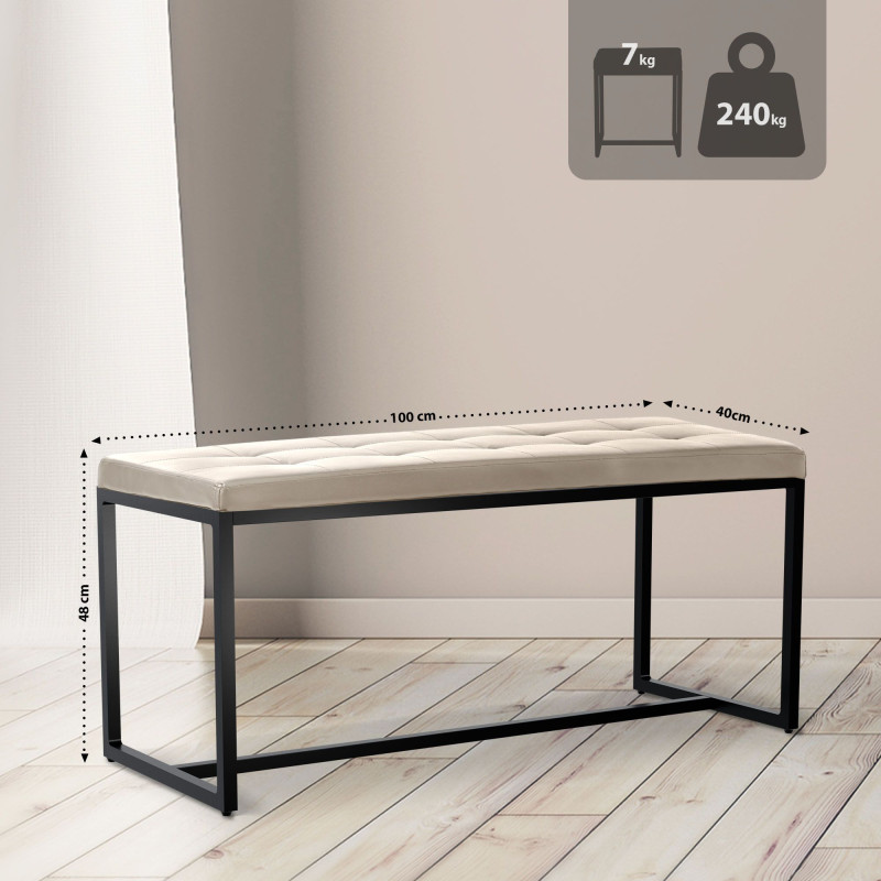 Tabouret de bar Laurel, tissu, noir et cr?me