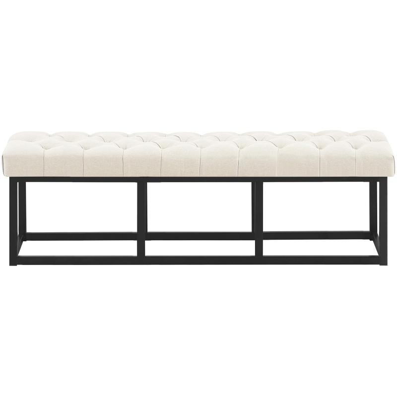 Taburete Pie de Cama Amun Tela & Negro Crema,150 cm