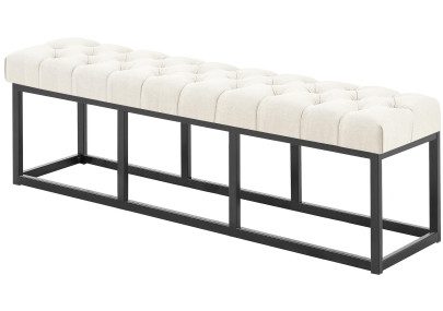 Taburete Pie de Cama Amun Tela & Negro Crema,150 cm