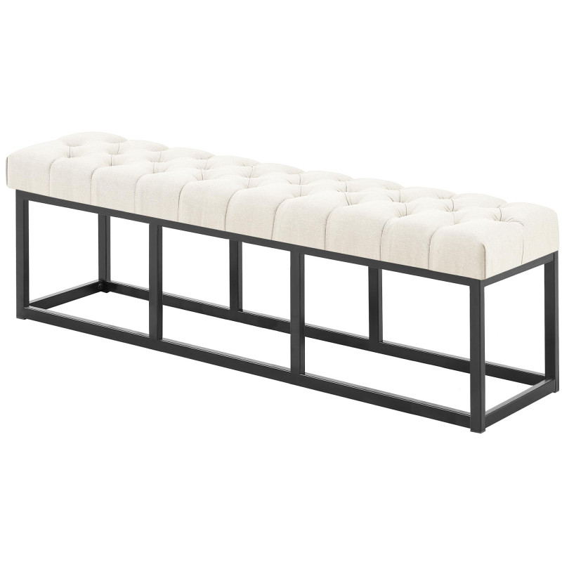 Taburete Pie de Cama Amun Tela & Negro Crema,150 cm