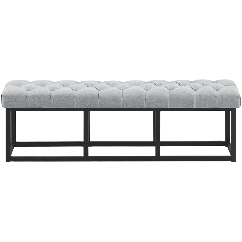 Taburete Pie de Cama Amun Tela & Negro Gris,150 cm