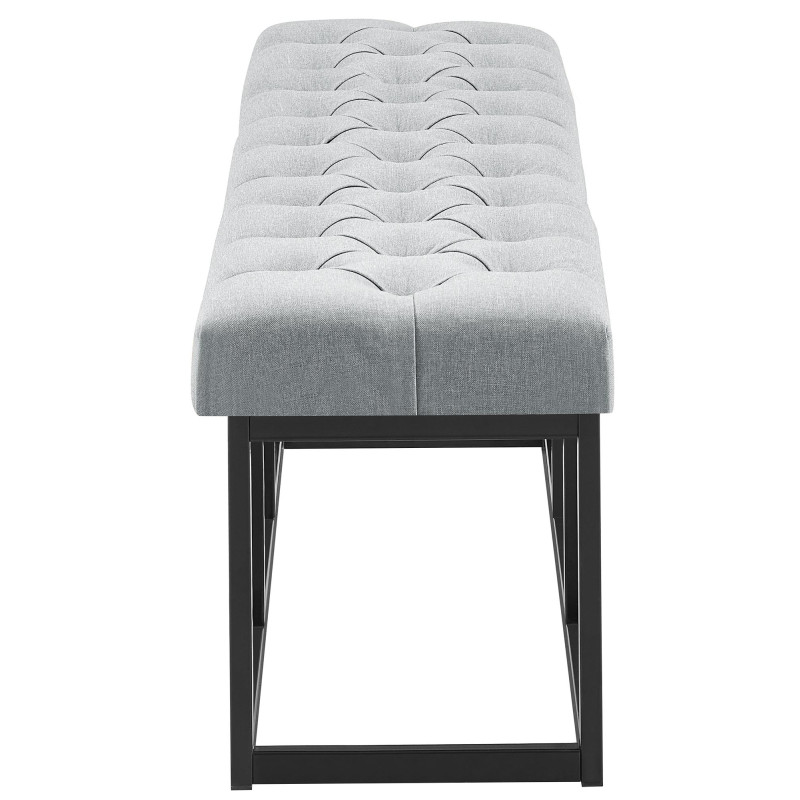 Panca design AMUN in metallo nero opaco e tessuto grigio,150 cm