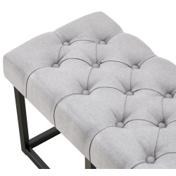 Panca design AMUN in metallo nero opaco e tessuto grigio,150 cm