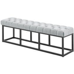 Taburete Pie de Cama Amun Tela & Negro Gris,150 cm