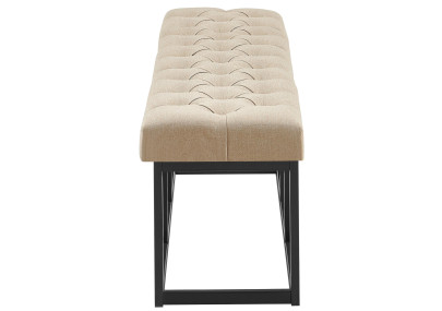 Panca design AMUN in metallo nero opaco e tessuto Tortora,150 cm