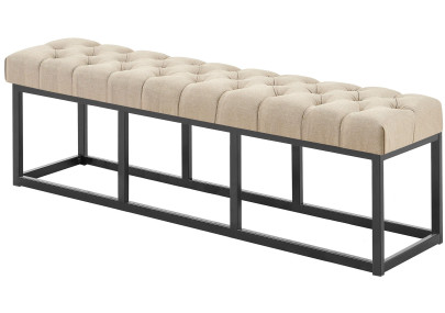 Taburete Pie de Cama Amun Tela & Negro Gris topo,150 cm