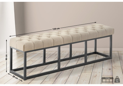 Taburete Pie de Cama Amun Tela & Negro Gris topo,150 cm