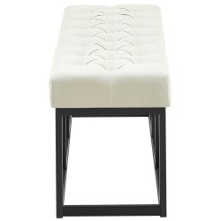 Panca design AMUN in metallo nero opaco e tessuto crema,120 cm