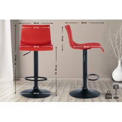 Tabouret de bar en plastique Branford rouge